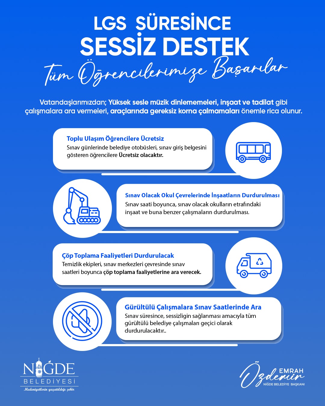 Niğde Belediyesi'nden LGS Öğrencilerine Tam Destek